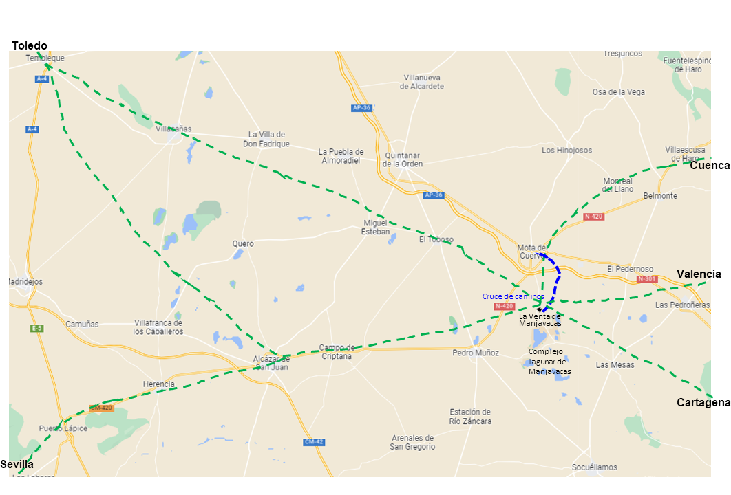 Mapa de la primera salida de Don Quijote